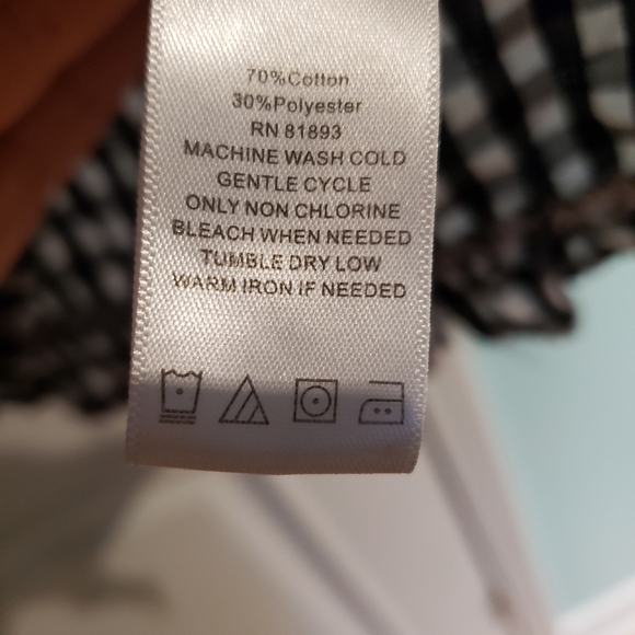 Denim & Co 3/4 sleeve blouse green & white check - Picture 4 of 4